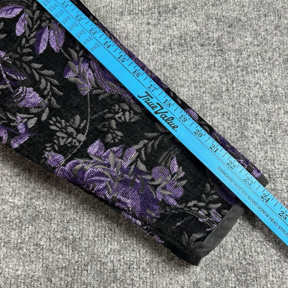 Coldwater Creek Womens L Purple Black Floral Chenille Jacquard Jacket Art H08433 - Picture 6 of 9